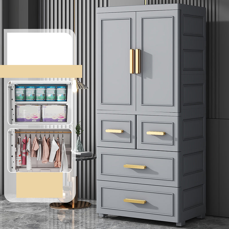 Contemporary Kids Closet Glossy Coat Locker With Door and Shelved