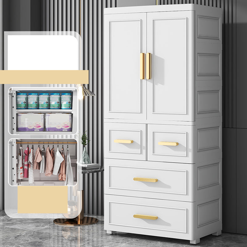 Contemporary Kids Closet Glossy Coat Locker With Door and Shelved