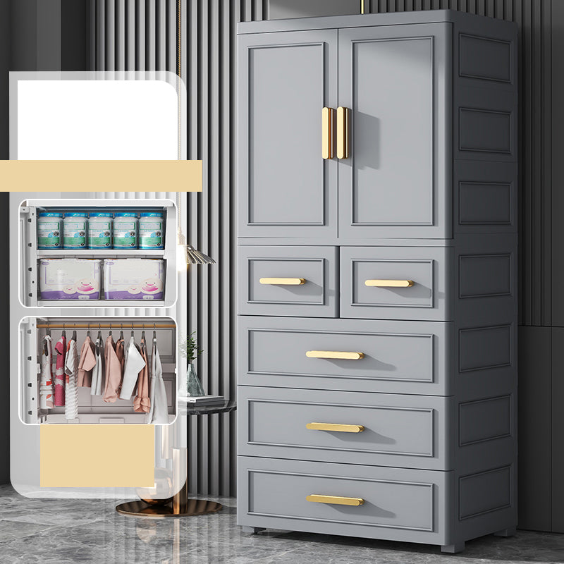 Contemporary Kids Closet Glossy Coat Locker With Door and Shelved