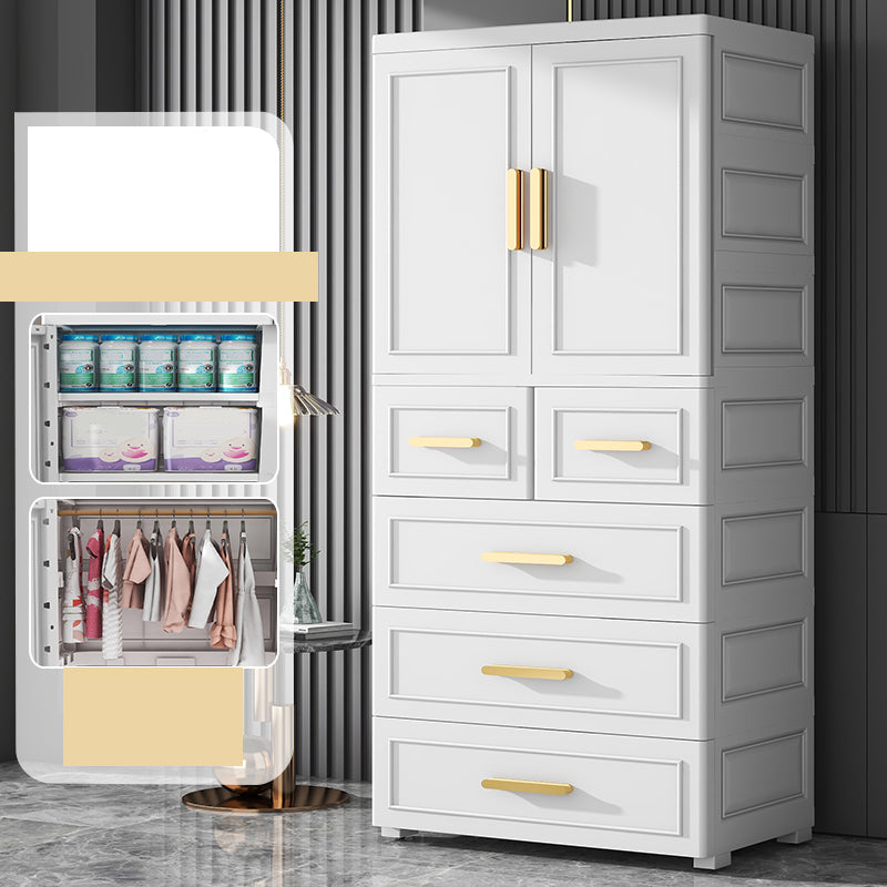 Contemporary Kids Closet Glossy Coat Locker With Door and Shelved