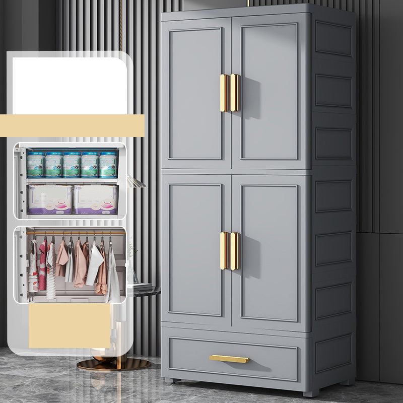 Contemporary Kids Closet Glossy Coat Locker With Door and Shelved