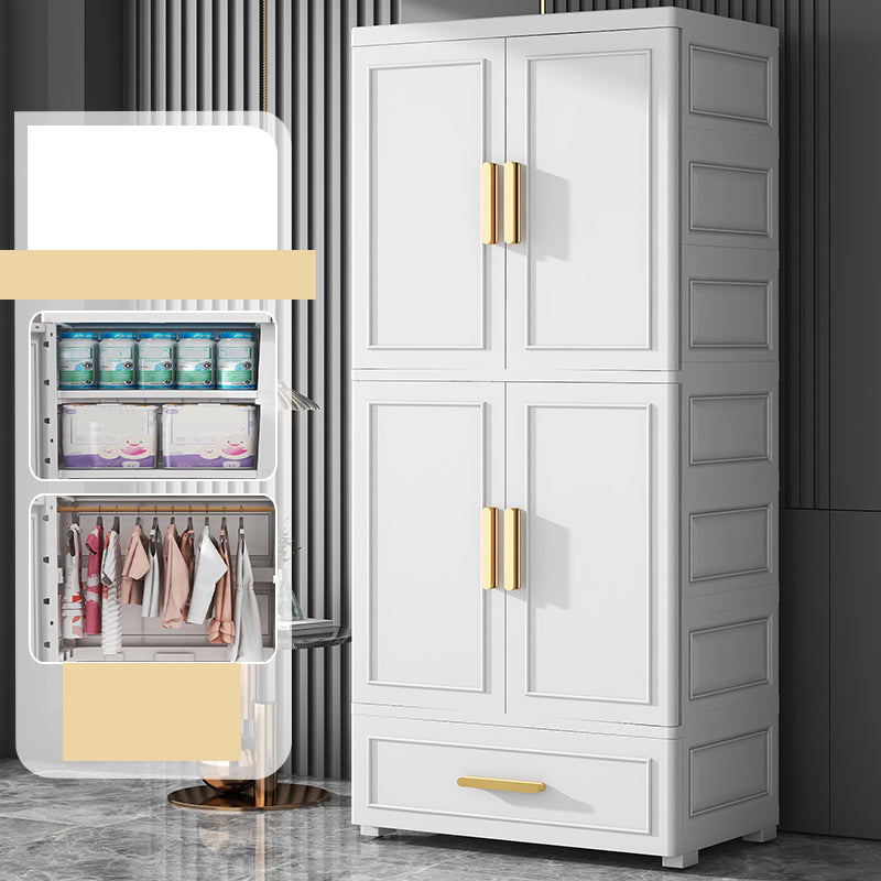 Contemporary Kids Closet Glossy Coat Locker With Door and Shelved