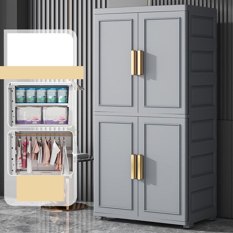 Contemporary Kids Closet Glossy Coat Locker With Door and Shelved