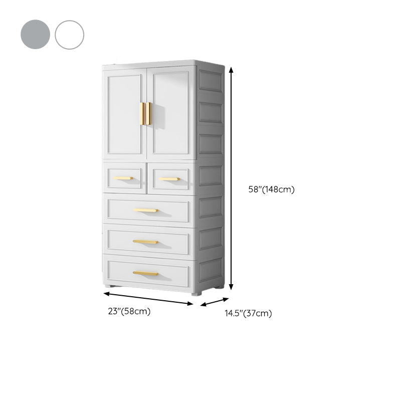 Contemporary Kids Closet Glossy Coat Locker With Door and Shelved