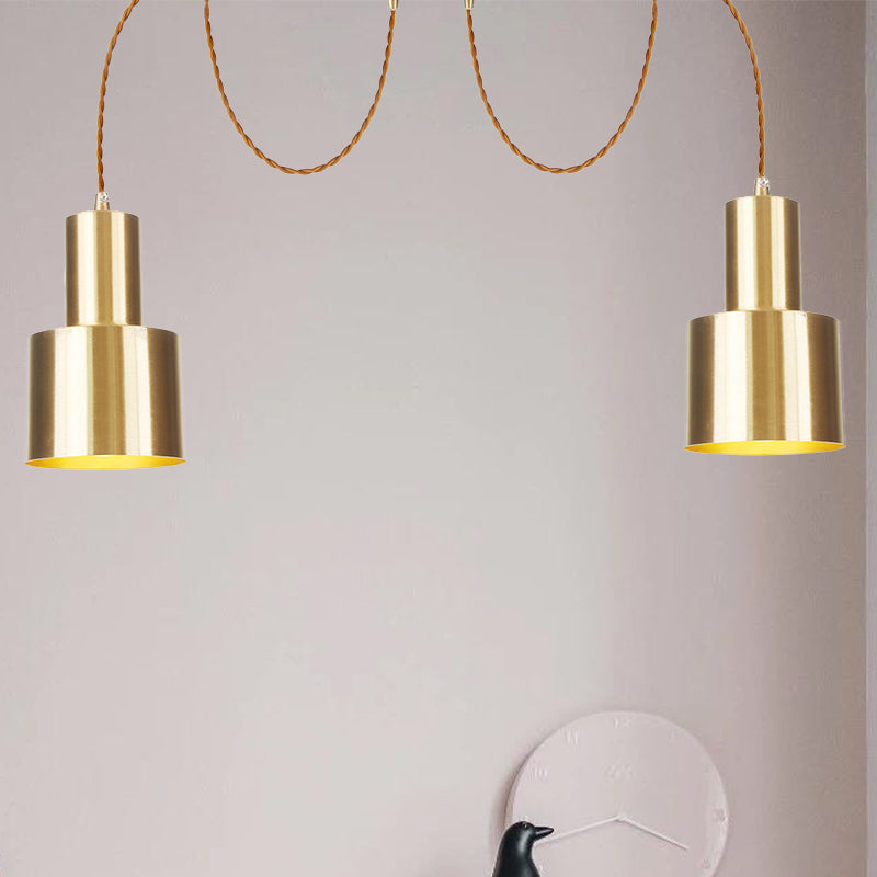 Röhrchen Wohnzimmer Multi-Pendellicht Leicht Industrial Metal 2/3/4-Light Gold Finish Swag Deckenlampe