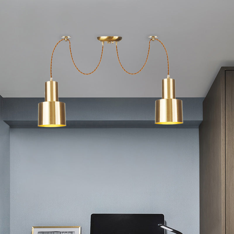 Röhrchen Wohnzimmer Multi-Pendellicht Leicht Industrial Metal 2/3/4-Light Gold Finish Swag Deckenlampe