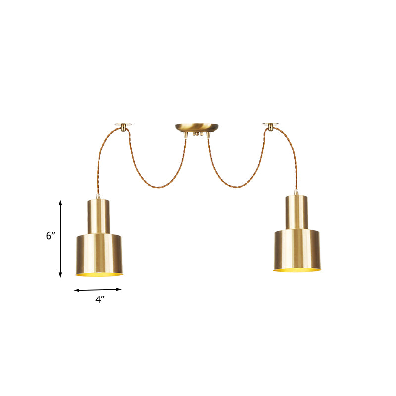 Sala de estar tubular Multi-colgante Ligero Industrial Metal 2/3/4 Ligas de oro Lámpara de techo de botín