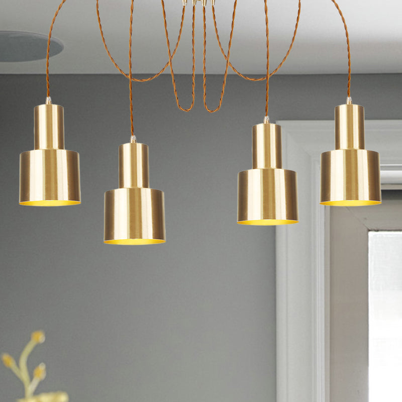 Röhrchen Wohnzimmer Multi-Pendellicht Leicht Industrial Metal 2/3/4-Light Gold Finish Swag Deckenlampe