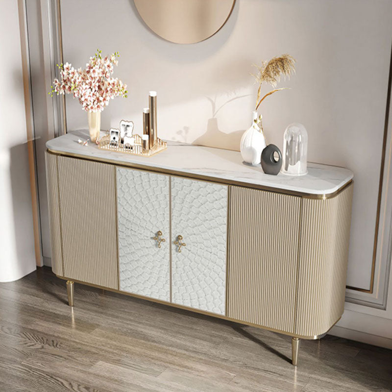 Glam Sideboard Marble Storage Sideboard Buffet with Doors for Dining Room