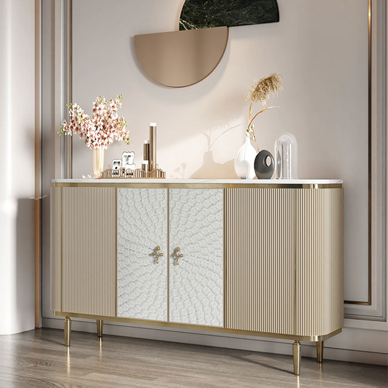 Glam Sideboard Marble Storage Sideboard Buffet with Doors for Dining Room