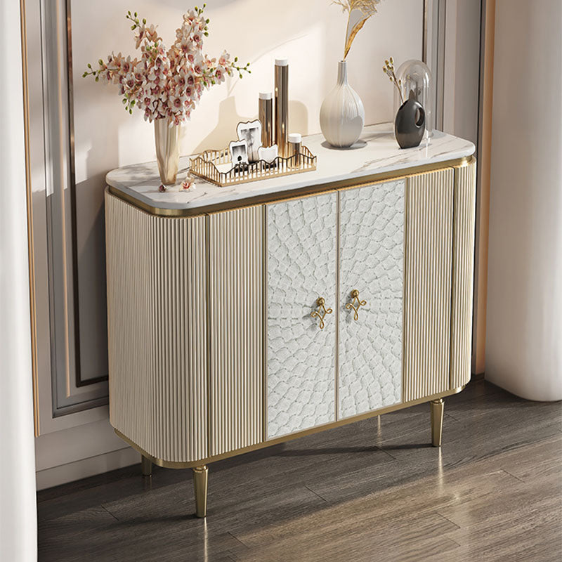 Glam Sideboard Marble Storage Sideboard Buffet with Doors for Dining Room