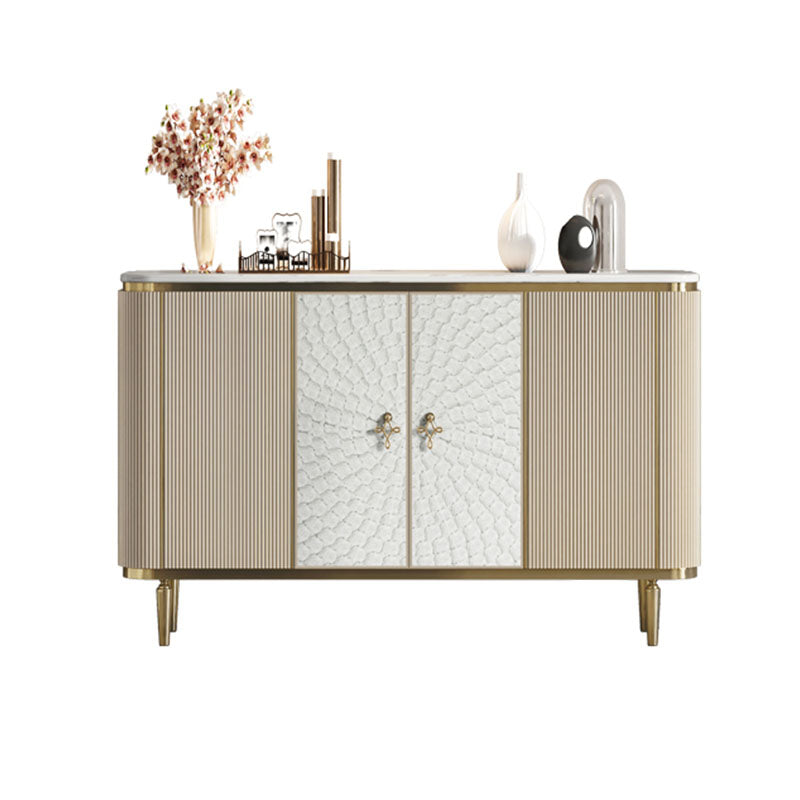 Glam Sideboard Marble Storage Sideboard Buffet with Doors for Dining Room