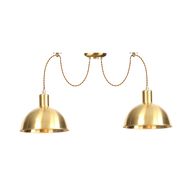 Domed Metallic Swag Multi-Light Pendant Industrial 2/3/4 Lights Clothes Shop Hanging Lamp Fixture in Gold