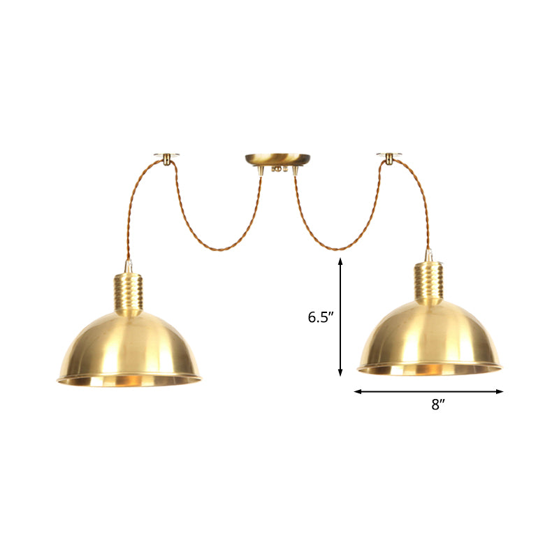 Gomed Metallic Swag Multi-Light hanger Industrial 2/3/4 Lights CloS Shop Hanging Lamp Fixture in Gold