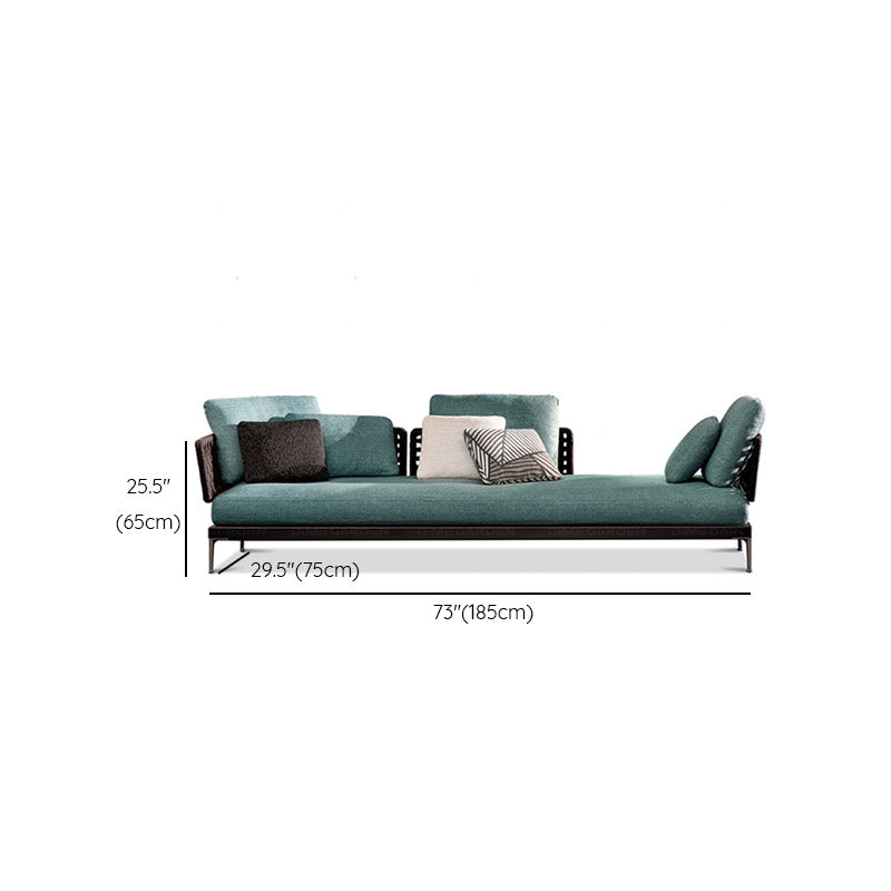 Tropical Patio Sofa Fade Resistant Metal Outdoor Patio Sofa with Cushions