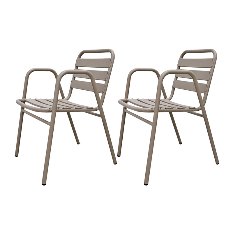 Contemporary Open Back Dining Armchair Gray Outdoors Dining Chairs