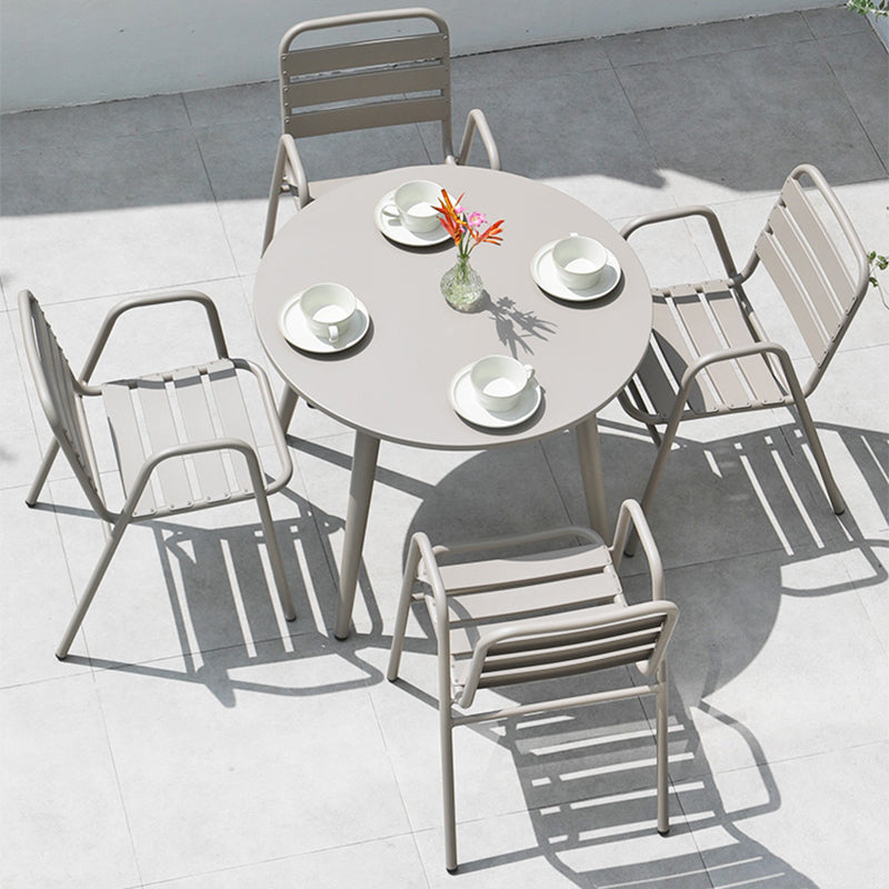 Contemporary Open Back Dining Armchair Gray Outdoors Dining Chairs