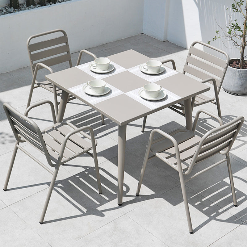 Contemporary Open Back Dining Armchair Gray Outdoors Dining Chairs