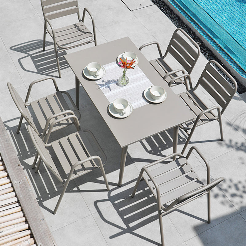 Contemporary Open Back Dining Armchair Gray Outdoors Dining Chairs