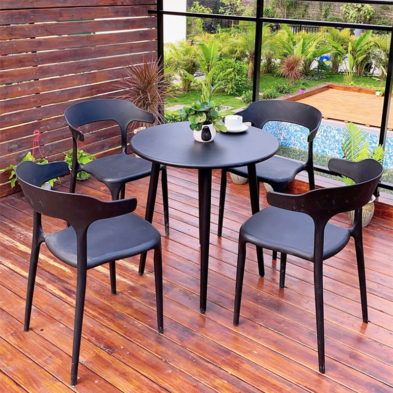 Contemporary Open Back Side Chair Plastic Outdoors Dining Chairs