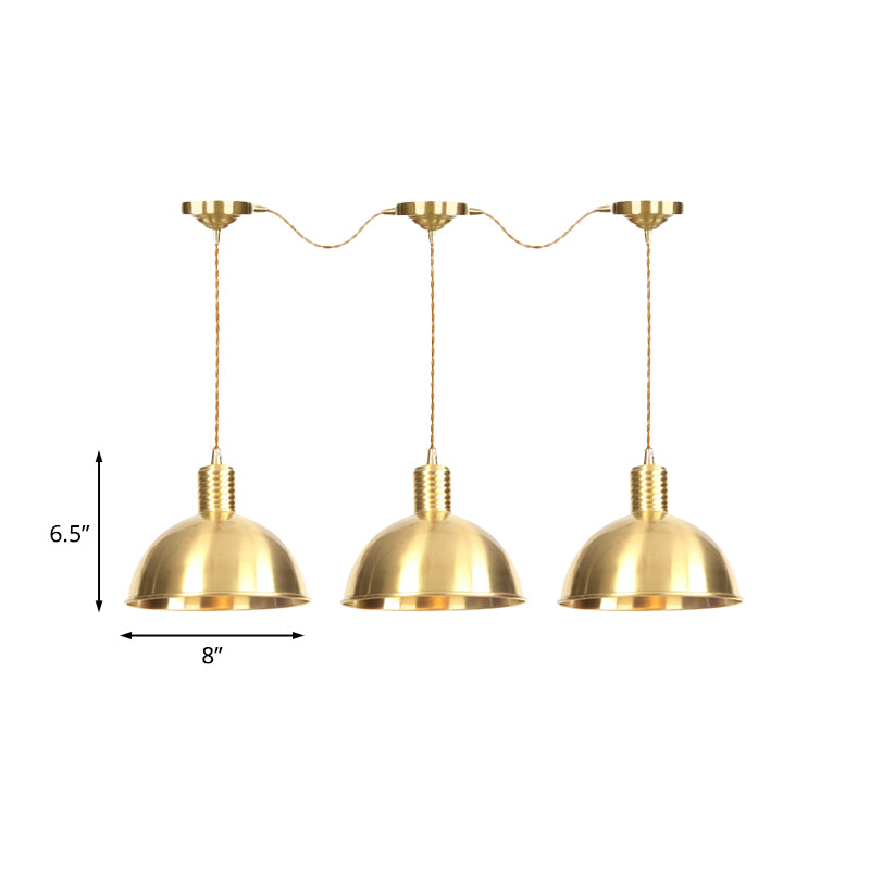 3/5/7-licht tandem multi hangende verlichtingsarmatuur industrieel restaurant hanglamp met koepel metalen schaduw in goud