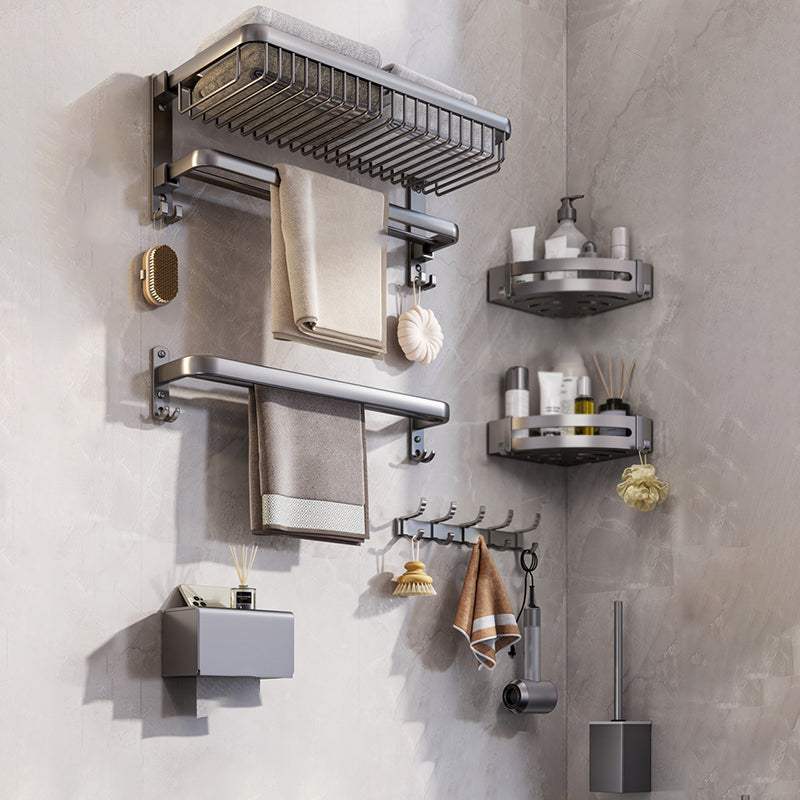 Modern Bathroom Hardware Set Grey Metal Bathroom Accessory Kit