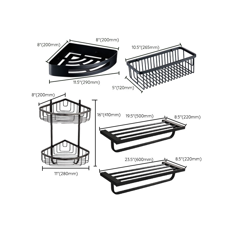 Traditional Bathroom Accessories Hardware Set in Black Metal