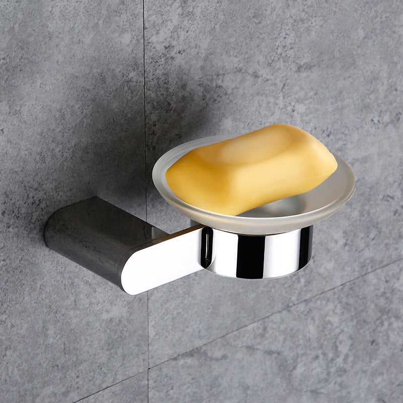 Contemporary Bathroom Accessories Hardware Set in Silver with Soap Dish