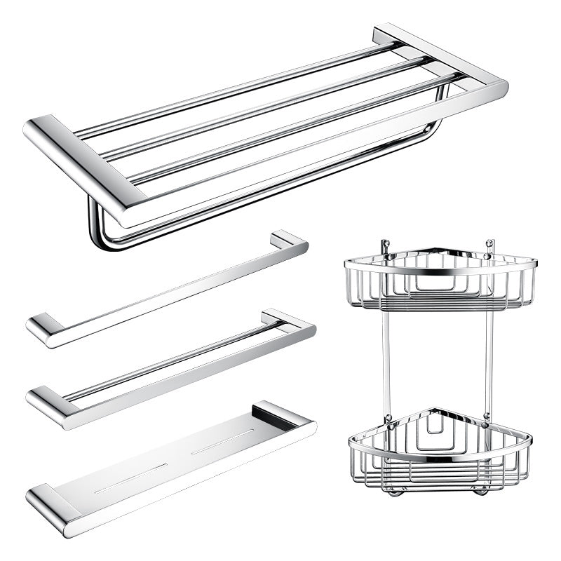 Contemporary Bathroom Accessories Hardware Set in Silver with Soap Dish