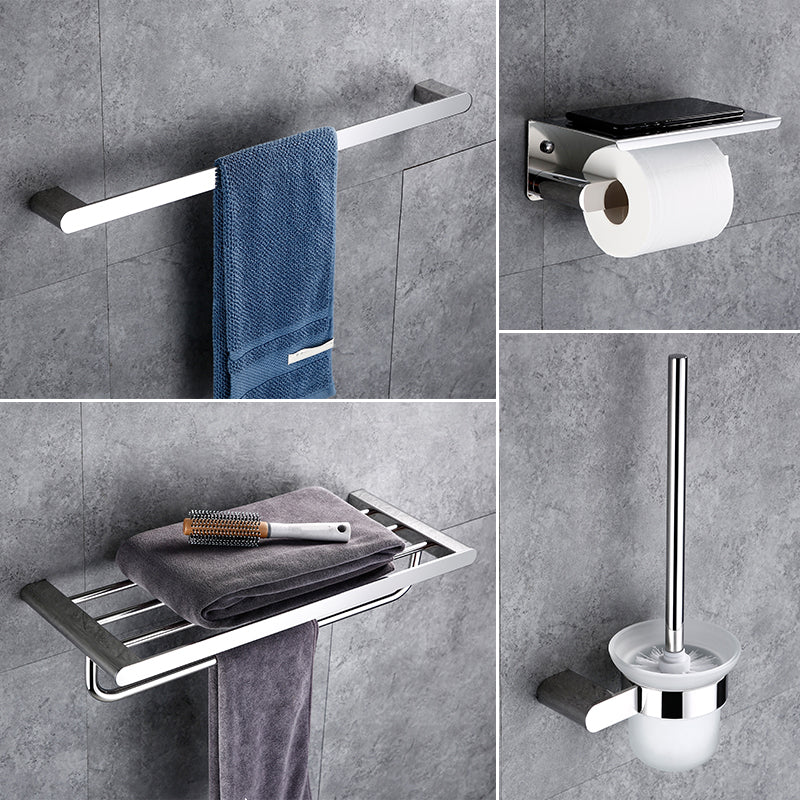 Contemporary Bathroom Accessories Hardware Set in Silver with Soap Dish