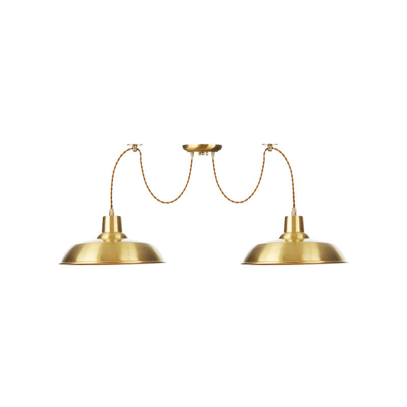 Finition or 2/3/4 bulbes plusieurs pendentifs de lampe industrielle en métal de forme de grange swag luminaire suspendu