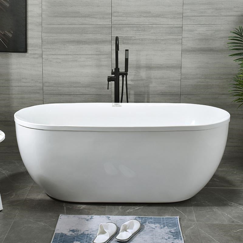 Modern Oval Bathtub Acrylic Freestanding Soaking White Back to Wall Bath