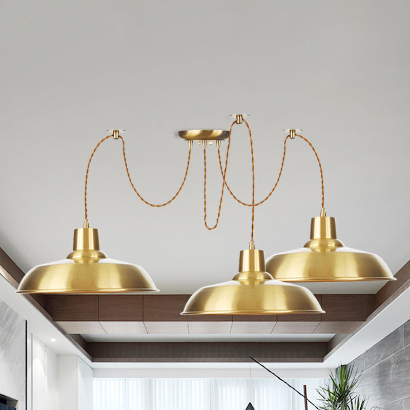 Gouden afwerking 2/3/4 bollen Meerdere lamp hangers industriële metalen schuurvorm swag hangende lamp armatuur