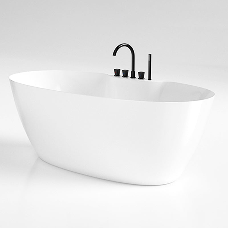 Modern Oval Bathtub Freestanding Acrylic Soaking Back to Wall Bath