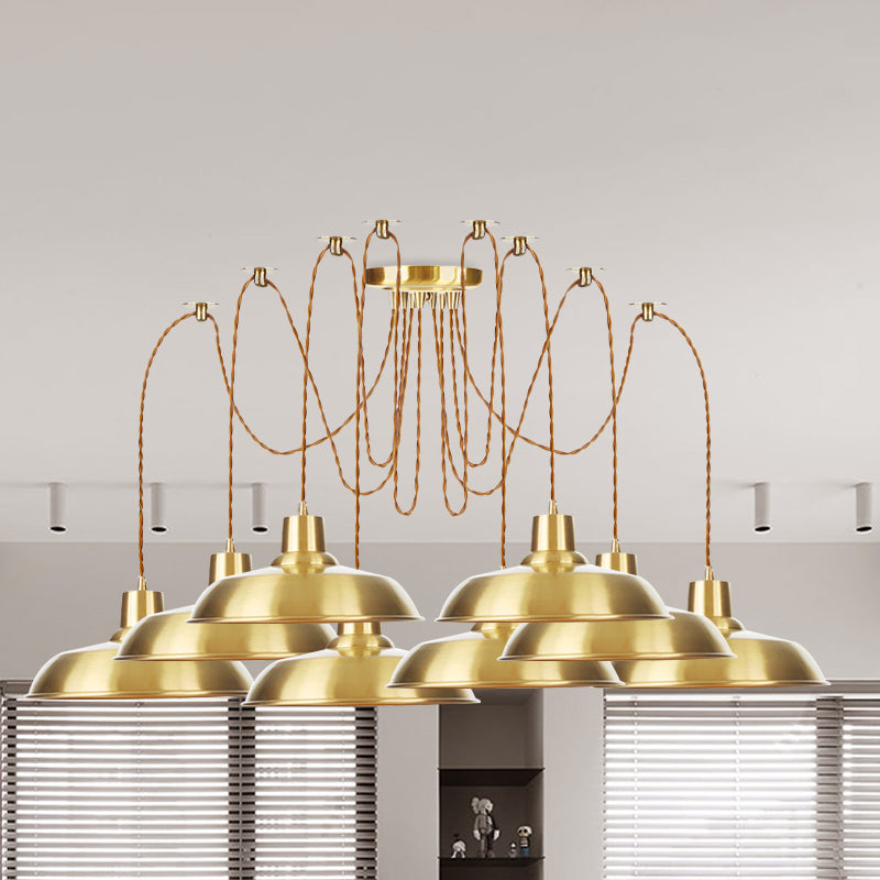 Gouden afwerking 2/3/4 bollen Meerdere lamp hangers industriële metalen schuurvorm swag hangende lamp armatuur