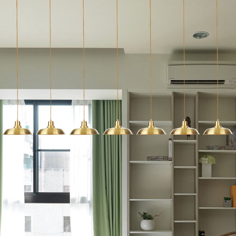 Metallic Gold Tandem Multi Light Kronleuchter Scheune 3/5/7 Light Industrial Hanging Deckenlampe