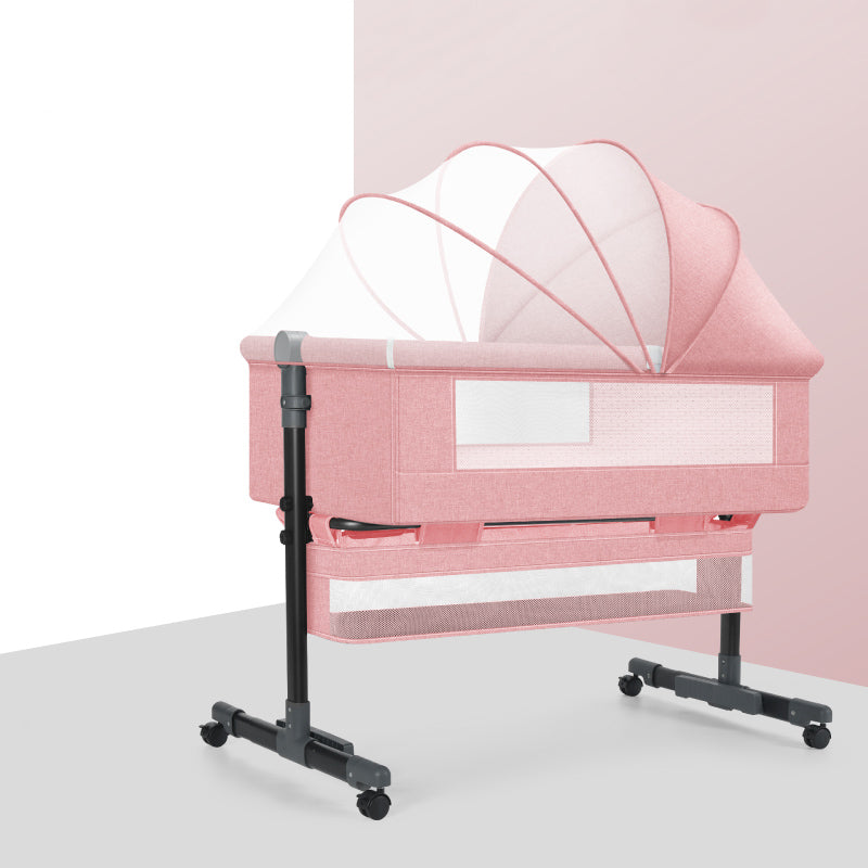 Metal Rectangle Bedside Crib Gliding Folding Crib Cradle for Baby