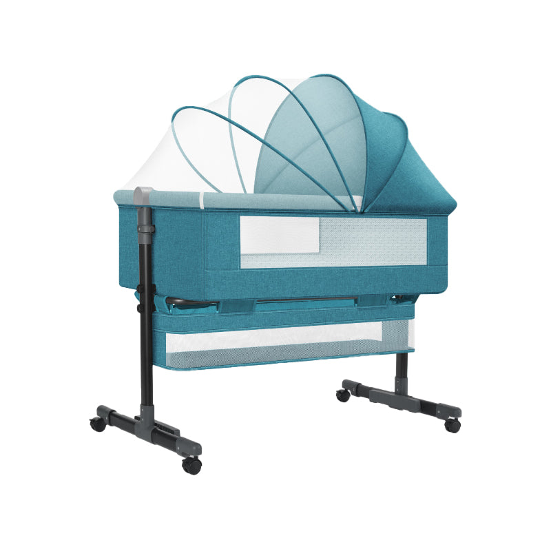 Metal Rectangle Bedside Crib Gliding Folding Crib Cradle for Baby