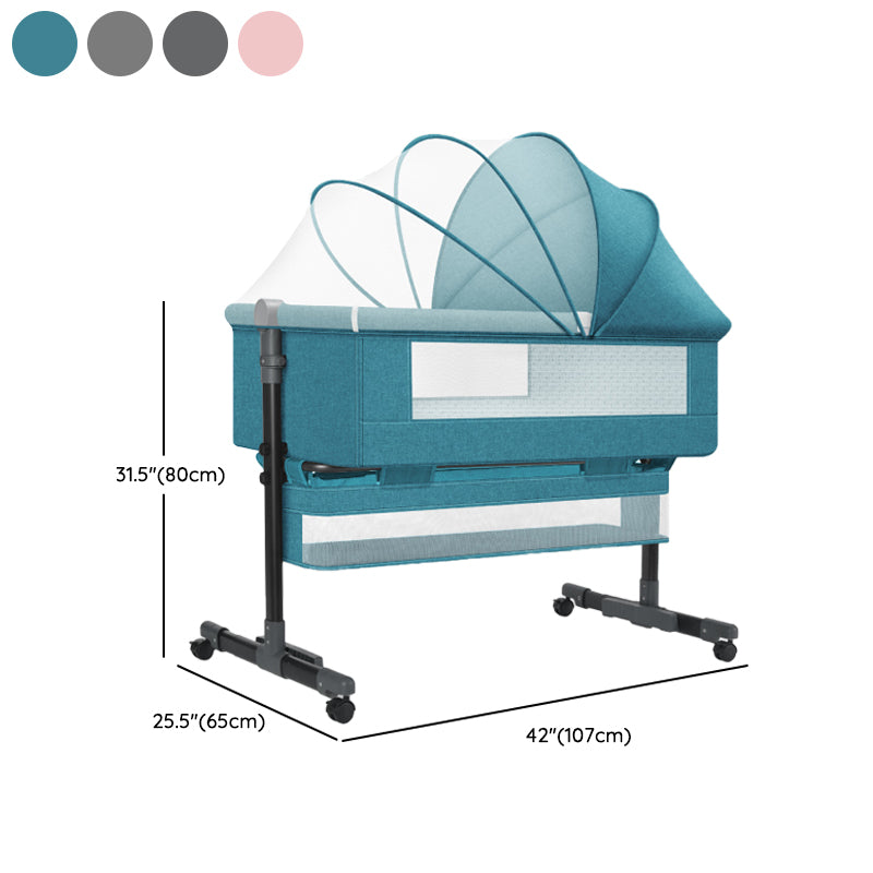 Metal Rectangle Bedside Crib Gliding Folding Crib Cradle for Baby