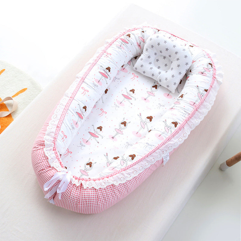 Portable Fabric Crib Cradle Foldable Oval Moses Basket for Newborn