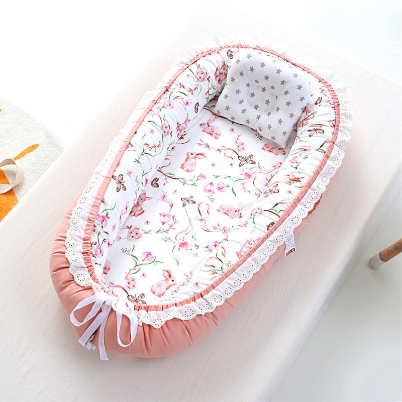 Portable Fabric Crib Cradle Foldable Oval Moses Basket for Newborn