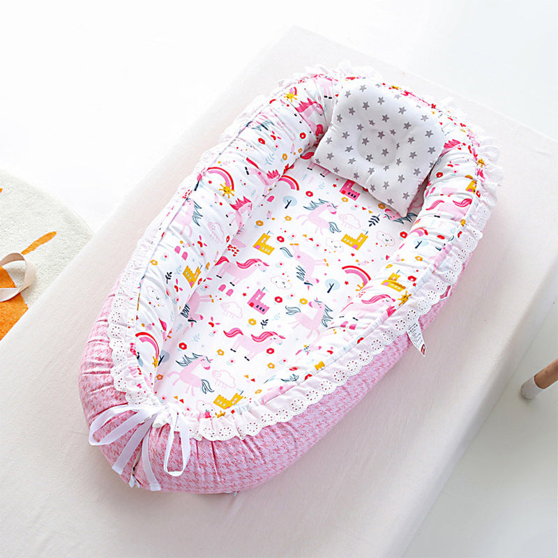 Portable Fabric Crib Cradle Foldable Oval Moses Basket for Newborn