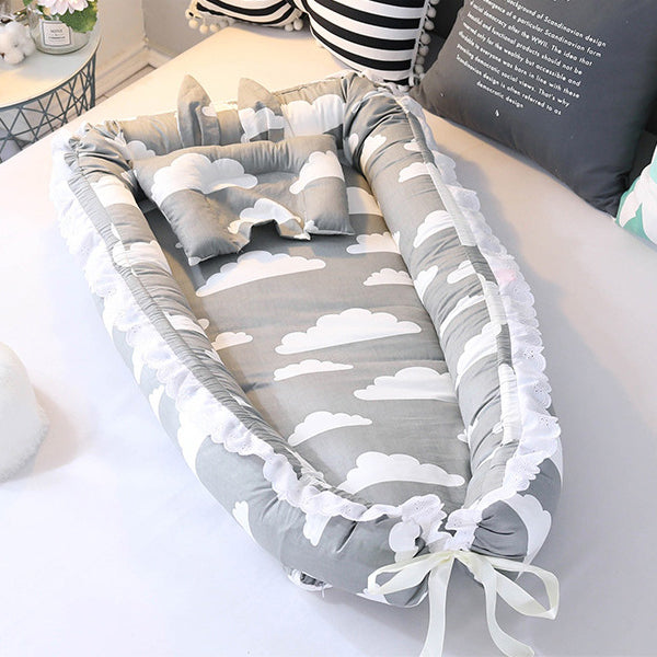 Portable Fabric Crib Cradle Foldable Oval Moses Basket for Newborn