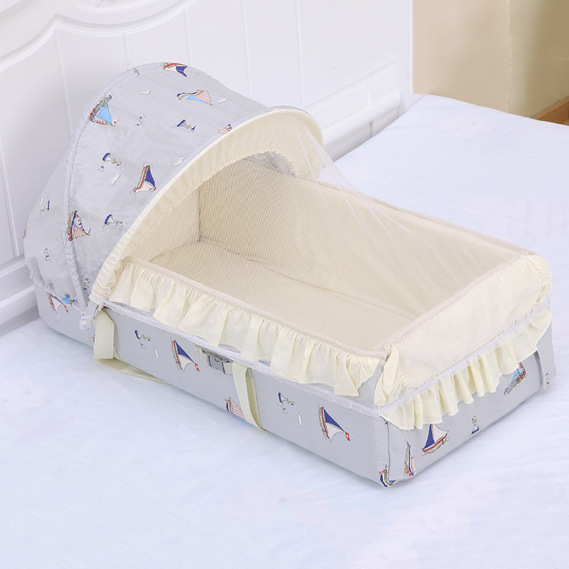 Portable Gliding Bassinet Purple Oval Crib Cradle with Upholstered for Baby