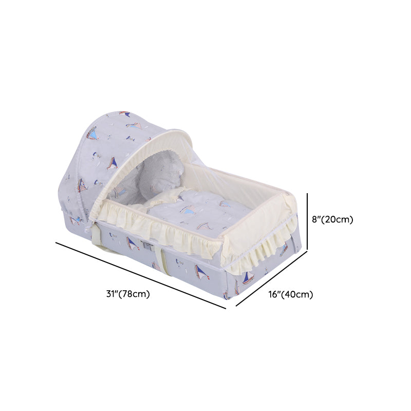 Portable Gliding Bassinet Purple Oval Crib Cradle with Upholstered for Baby