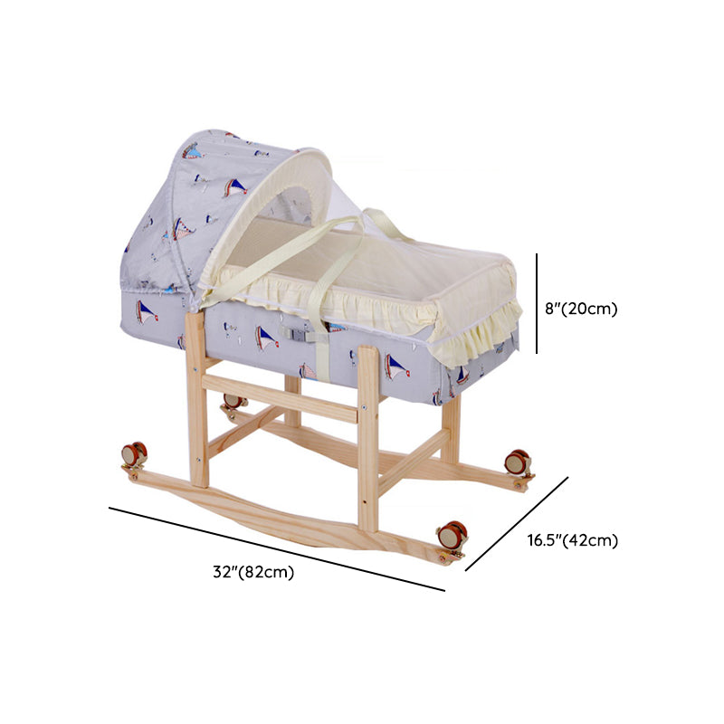 Portable Gliding Bassinet Purple Oval Crib Cradle with Upholstered for Baby