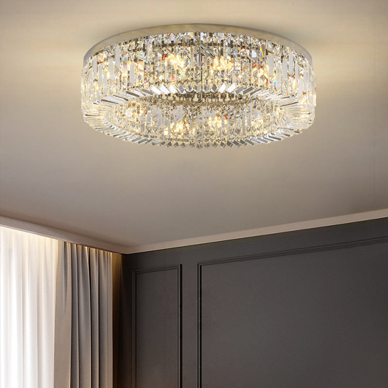 Drum Flush Mount Modern Crystal Flush Ceiling Light for Bedroom