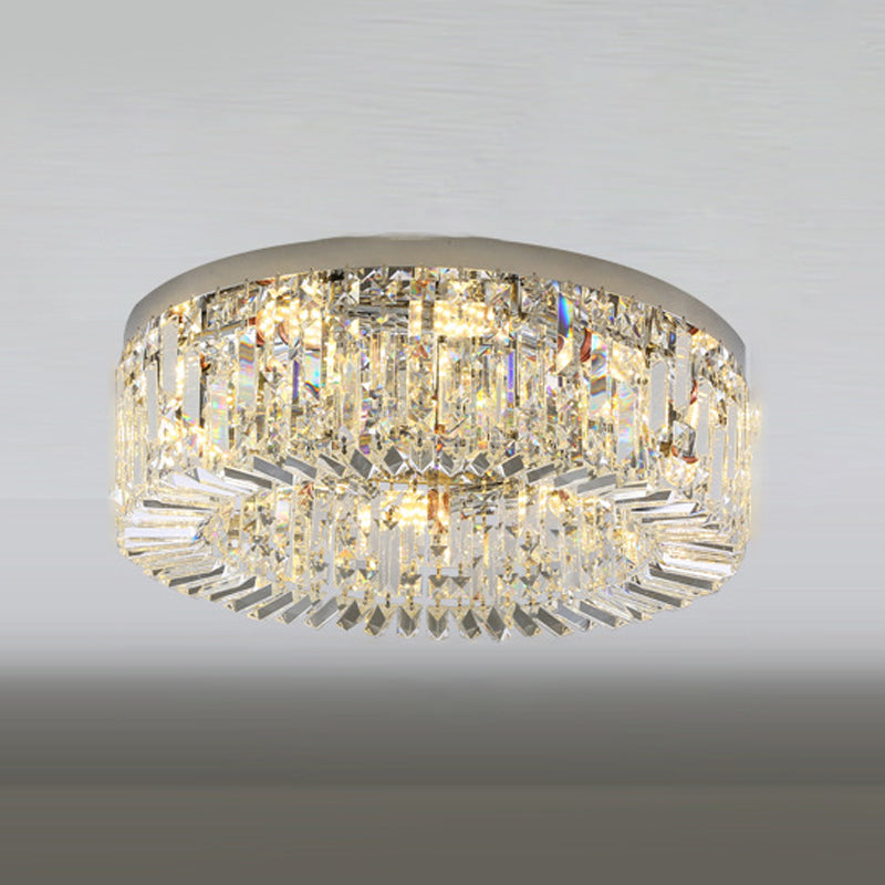 Drum Flush Mount Modern Crystal Flush Ceiling Light for Bedroom