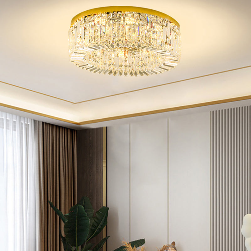 Drum Flush Mount Modern Crystal Flush Ceiling Light for Bedroom