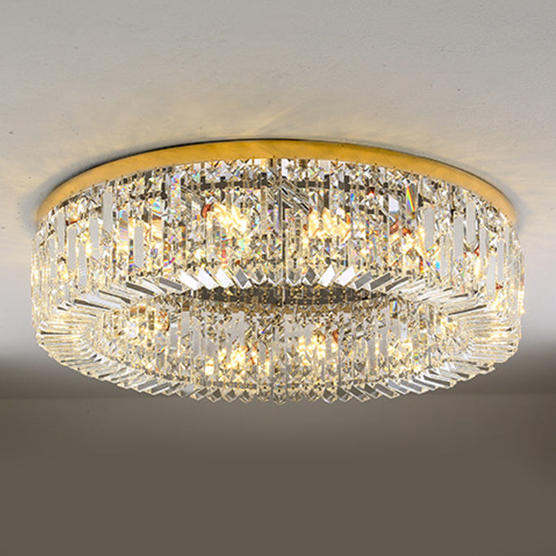 Drum Flush Mount Modern Crystal Flush Ceiling Light for Bedroom